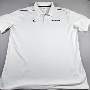 Jordan Michigan Wolverines Polo Shirt Men's XL Golf On-Field NCAA White
